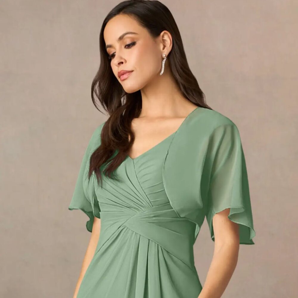 NWOT Azazie | SALOME CHIFFON WRAP in Matcha, Sz A6